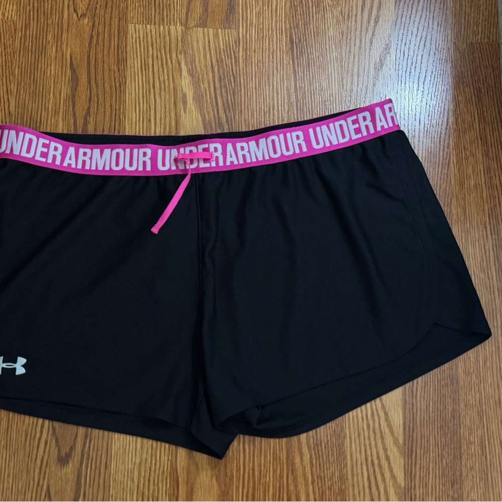 Under Armour Black and Pink Athletic Shorts Lightweight Design